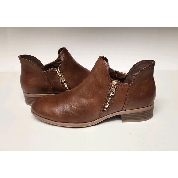 Royu Sophia Faux Leather Ankle Brown Boots Size 9.5M Memory Foam - Picture 4 of 8